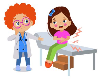 Doktor ve hemşire çocuk hastayı muayene ediyor.