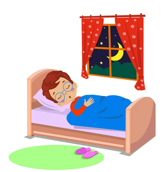 Geceleri Uyuyan Tatlı Çocuk — Stok Vektör