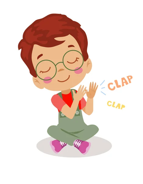 Happy Cute Little Boy Clapping — Stock Vector