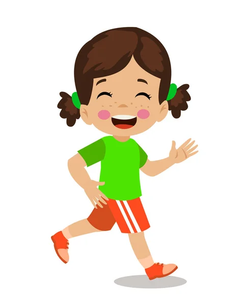 かわいい幸せな男の子ジョギング — ストックベクタ