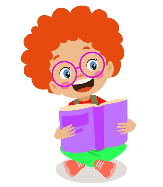 Niedliches Kleines Kind Liest Bücher — Stockvektor