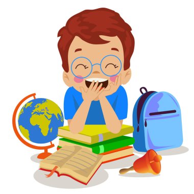 Kitapları ve okul çanlarıyla dünya haritası.