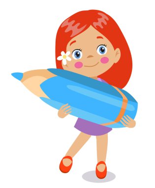 Kalem tutan sevimli küçük çocuk.