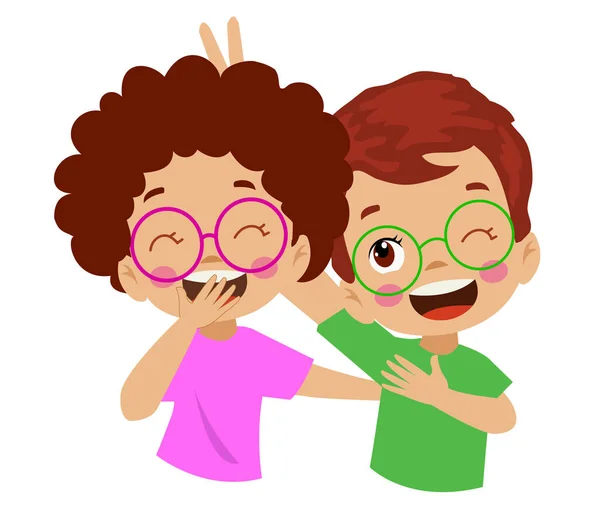 Cute Sincere Happy Friend Kids — Stock Vector