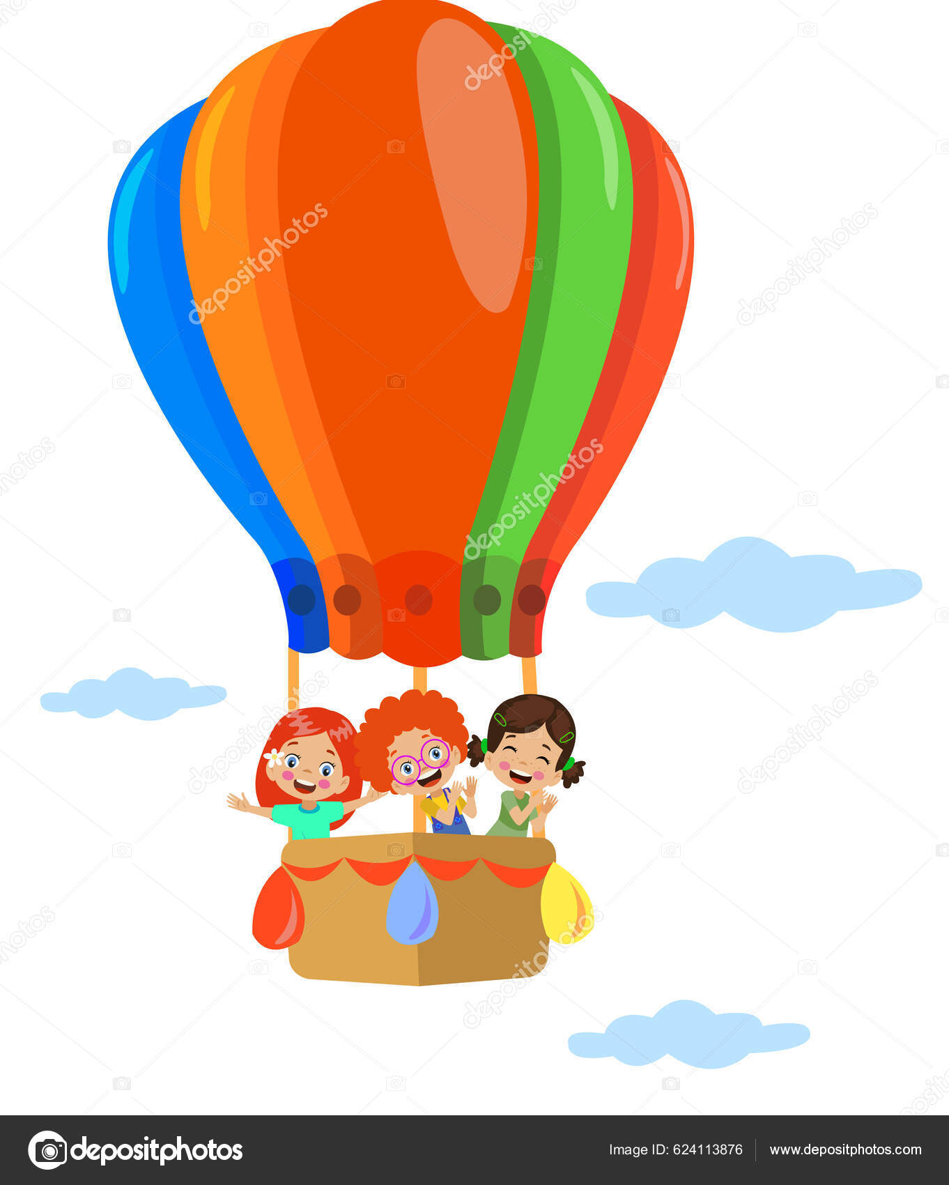 Söta Glada Barn Ridning Ballong vektor av ©Veyselcelikdemir 624113876