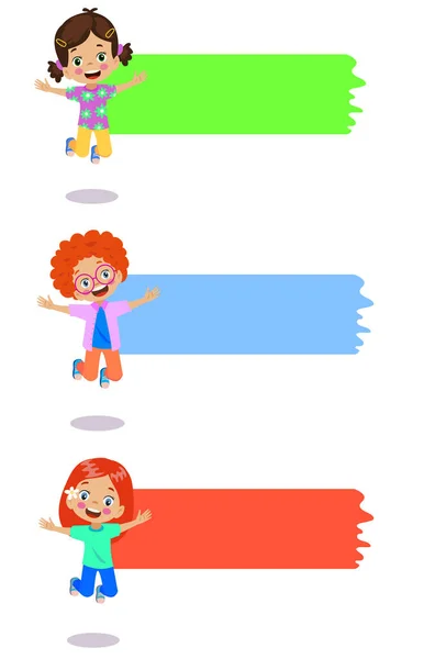 Mignons Enfants Benners Colorés — Image vectorielle