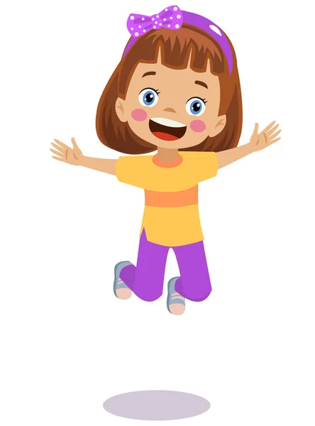 Happy Cute Little Kid Jump — Stock Vector
