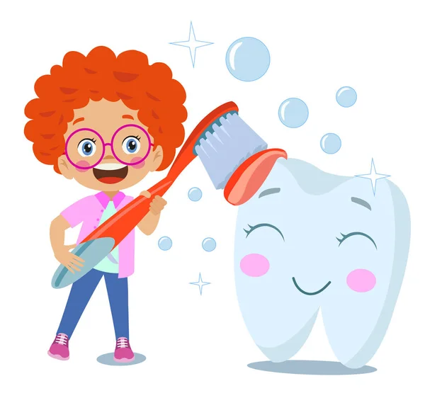 stock vector Cute Little Boy and Girl Brushing Teeth with Toothpaste and Toothbrush