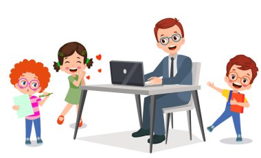 sınıf öğretmeni ve sevimli öğrenciler.