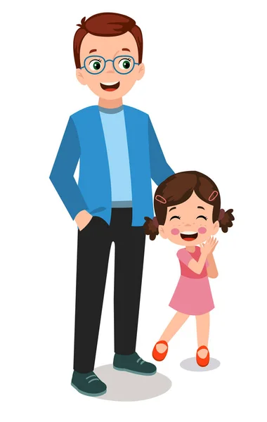 Father Kids Happy Family — Stock Vector