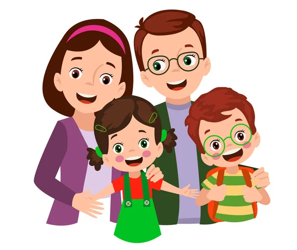 Mother Father Children Happy Family — Stock Vector