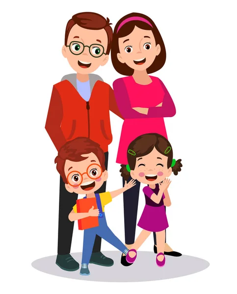 妈妈爸爸和孩子幸福的家庭 — 图库矢量图片