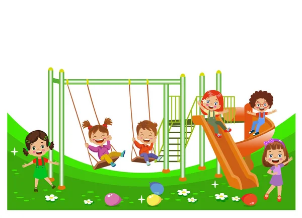 Crianças Brincando Playground —  Vetores de Stock