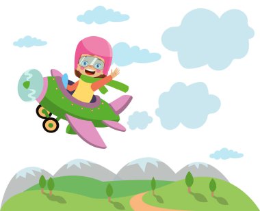 Mutlu Çocuk Uçakta Uçuyor