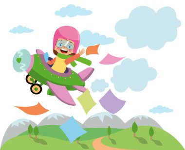 Mutlu Çocuk Uçakta Uçuyor