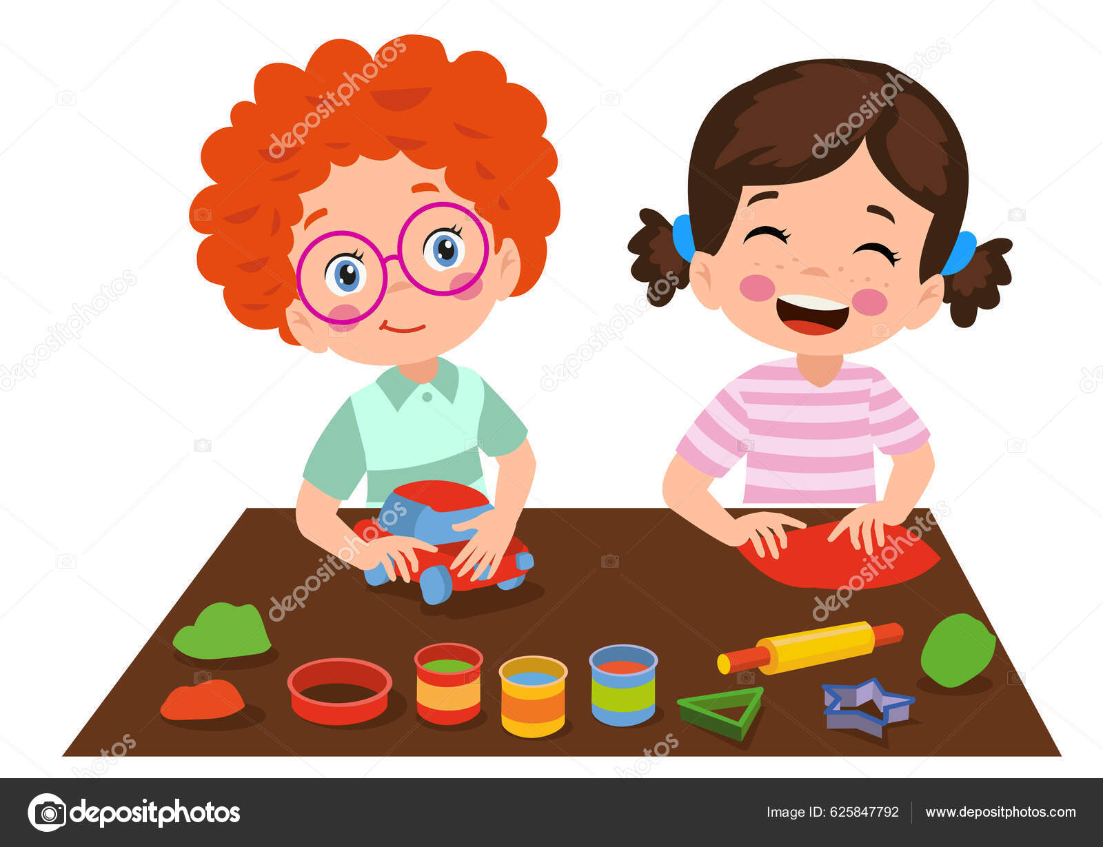 Μικρά Παιδιά Και Φίλοι Παίζουν Πλαστελίνη Πηλό Παιχνίδι Διανυσματικό Αρχείο  από ©Veyselcelikdemir625847792