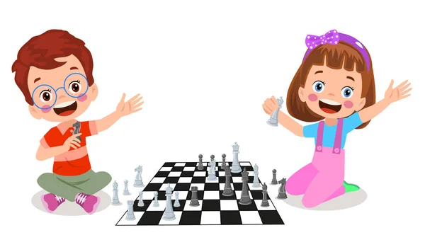 Zeichentrickfigur Spielt Schach — Stockvektor