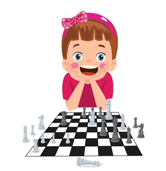 Персонаж Мультфильма Играющий Шахматы — стоковый вектор