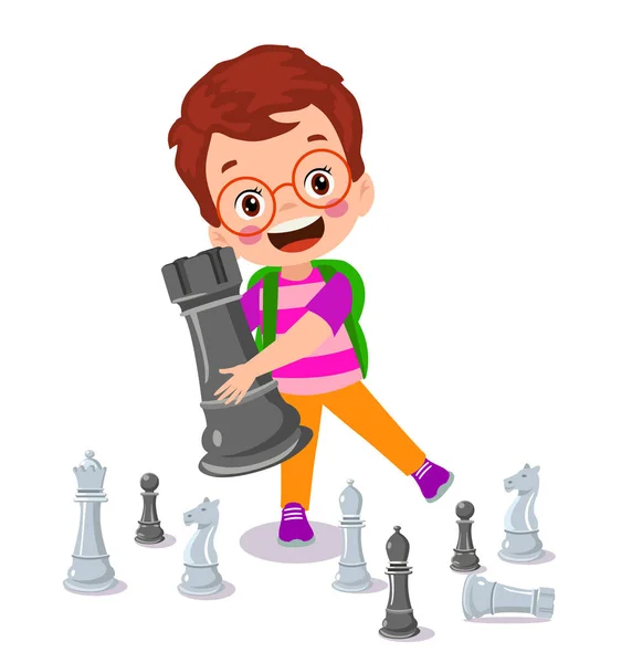 Kreslená Postava Hrající Šachy — Stockový vektor