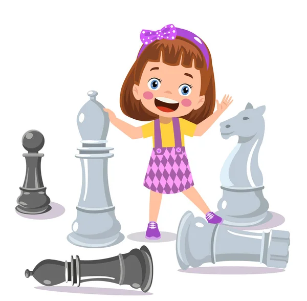 Zeichentrickfigur Spielt Schach — Stockvektor