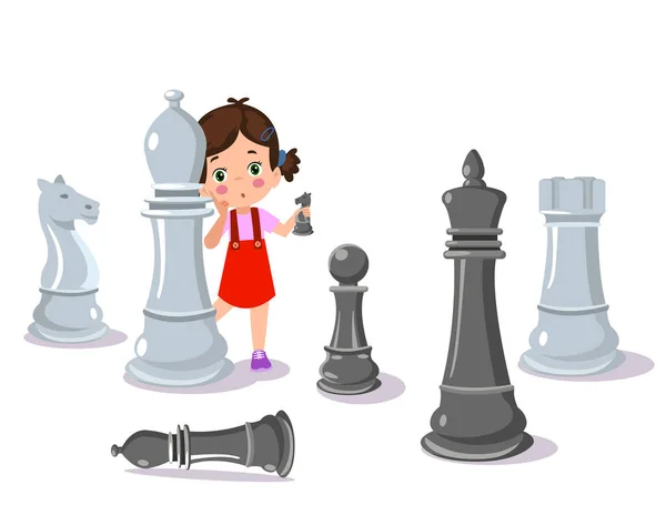 Cartoon Χαρακτήρας Παίζοντας Σκάκι Παιχνίδι — Διανυσματικό Αρχείο