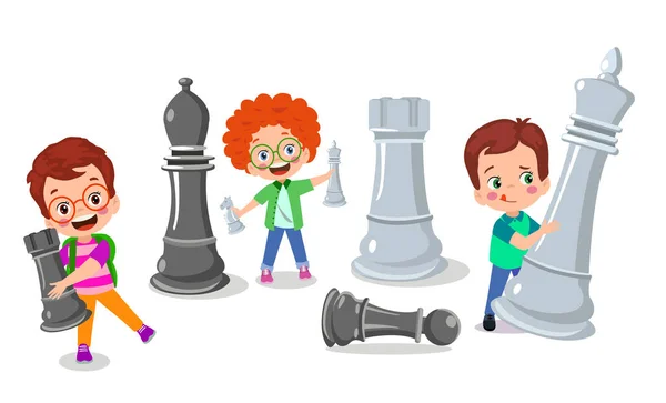 Karikaturtegninger Som Spiller Sjakk – stockvektor