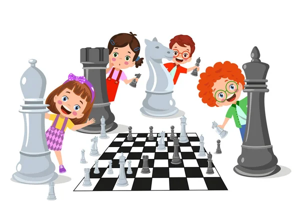 Karikaturtegninger Som Spiller Sjakk – stockvektor