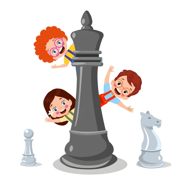 Персонаж Мультфильма Играющий Шахматы — стоковый вектор
