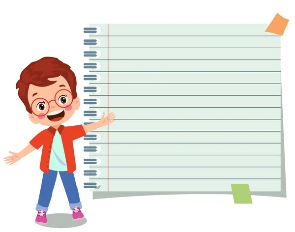 Twój Tekst Tutaj Słodkie Dziecko Trzymając Papier Listowy — Wektor stockowy