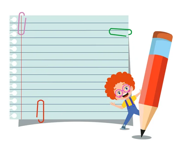 Twój Tekst Tutaj Słodkie Dzieci Trzymając Notatnik Długopis — Wektor stockowy