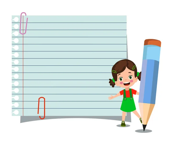Μήνυμά Σας Εδώ Χαριτωμένα Παιδιά Κρατώντας Σημειωματάριο Και Στυλό — Διανυσματικό Αρχείο