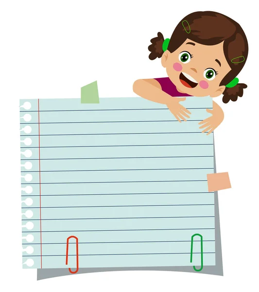 Votre Texte Ici Mignon Enfant Tenant Papier Note — Image vectorielle