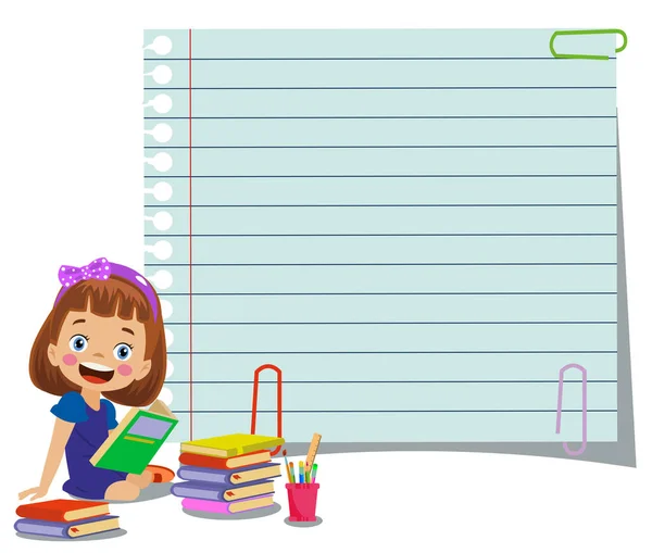 Twój Tekst Tutaj Słodkie Dziecko Trzymając Papier Listowy — Wektor stockowy