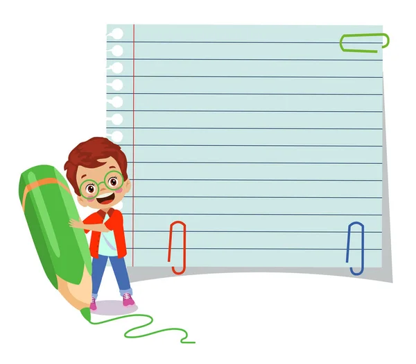 Μήνυμά Σας Εδώ Χαριτωμένα Παιδιά Κρατώντας Σημειωματάριο Και Στυλό — Διανυσματικό Αρχείο