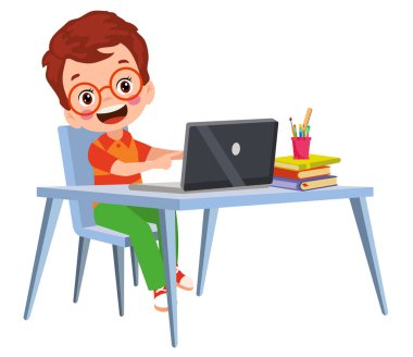 Bilgisayar çocuklarla vektör çizim