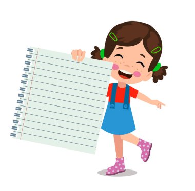 Elinde pankart tutan çocuklar. Boş afişi olan vektör oğlan ve kız, illüstrasyon karikatürü okul çocuğu ve yazı tahtası