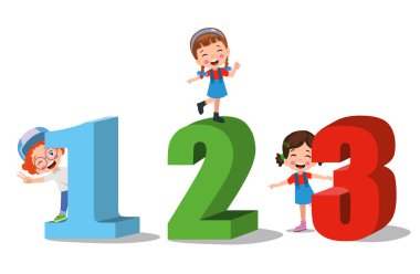 123 sayı vektör resmi olan çizgi film çocukları