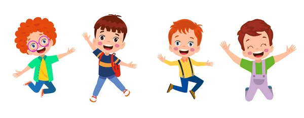 Glada Barn Leker Tillsammans Studsande Barn — Stock vektor