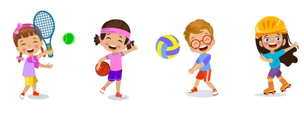 Mutlu Çocuklar Çeşitli Sporlar Yapıyor — Stok Vektör