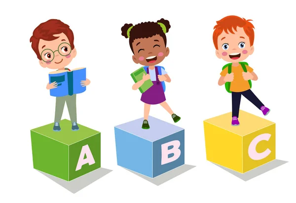 Vector Illustration Cute Kids Abc Blocks Abc Letters — Stock Vector