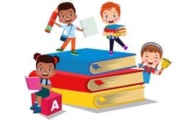 Abc bloklar, abc harfleri ile şirin çocukları vektör çizim