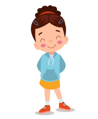 Gülümseyen mutlu yüz ifadesi olan küçük çocuğun vektör çizimi