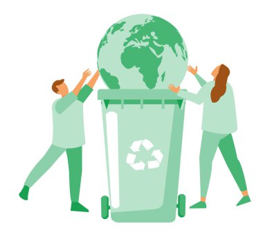 Çöp Geri Dönüşüm Düz Seti Pro Vektörü