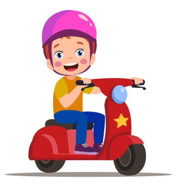cartoon delivery boy riding a scooter
