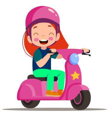 cartoon delivery boy riding a scooter