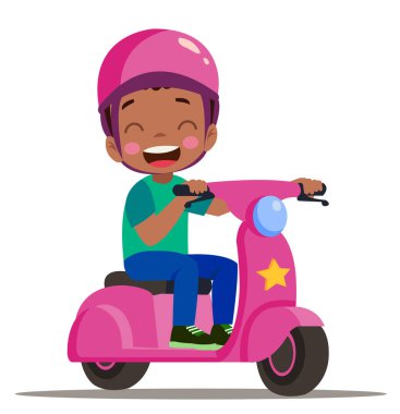 cartoon delivery boy riding a scooter