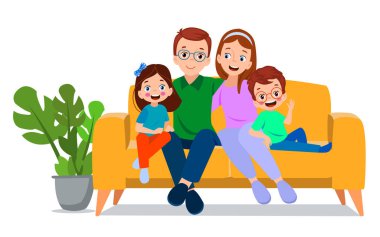 büyük aile birlikte vektör illüstrasyon