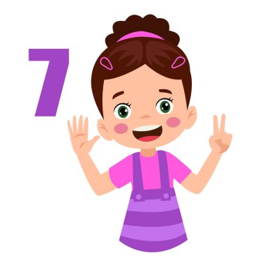 Cute little boy is studying math by counting his finger