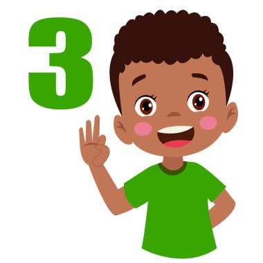 Cute little boy is studying math by counting his finger