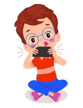 Little boy playing on the smartphone. Child digital addiction